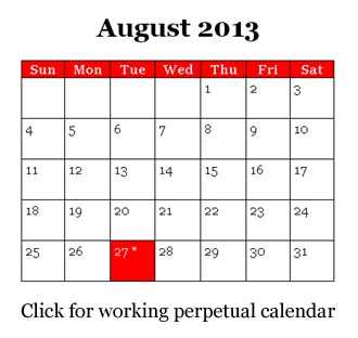  August 2013 calendar 
