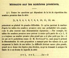  Chebyshev's Mémoire sur les nombres premiers 
