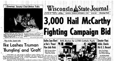  Wisconsin State Journal front page — Sep 4, 1952 