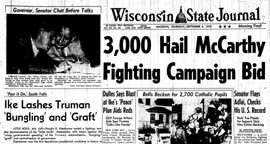  Wisconsin State Journal front page — Sep 4, 1952 